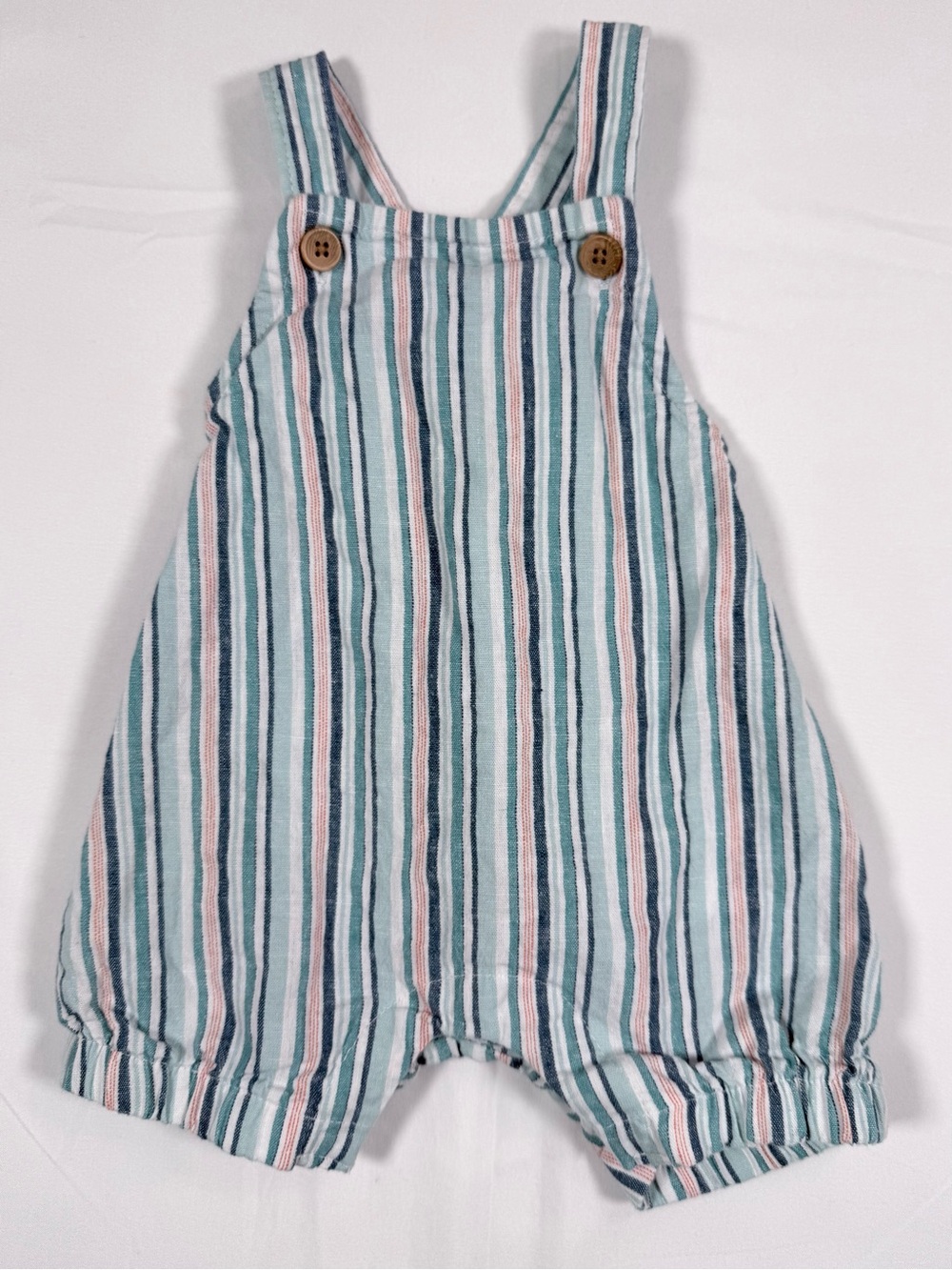 CARTER’S Boys Linen Blend Striped Bubble Romper 0-3M Beach Coastal Summer Preppy